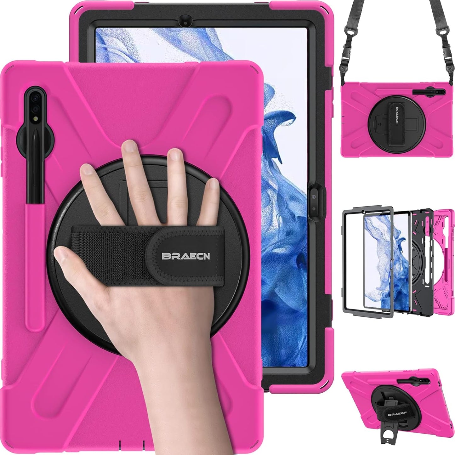 Galaxy Tab S10 Plus Case with Shoulder Strap and Kickstand