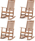 FUNBERRY Outdoor Rocking Chairs Set of 4 - All Weather Poly Lumber