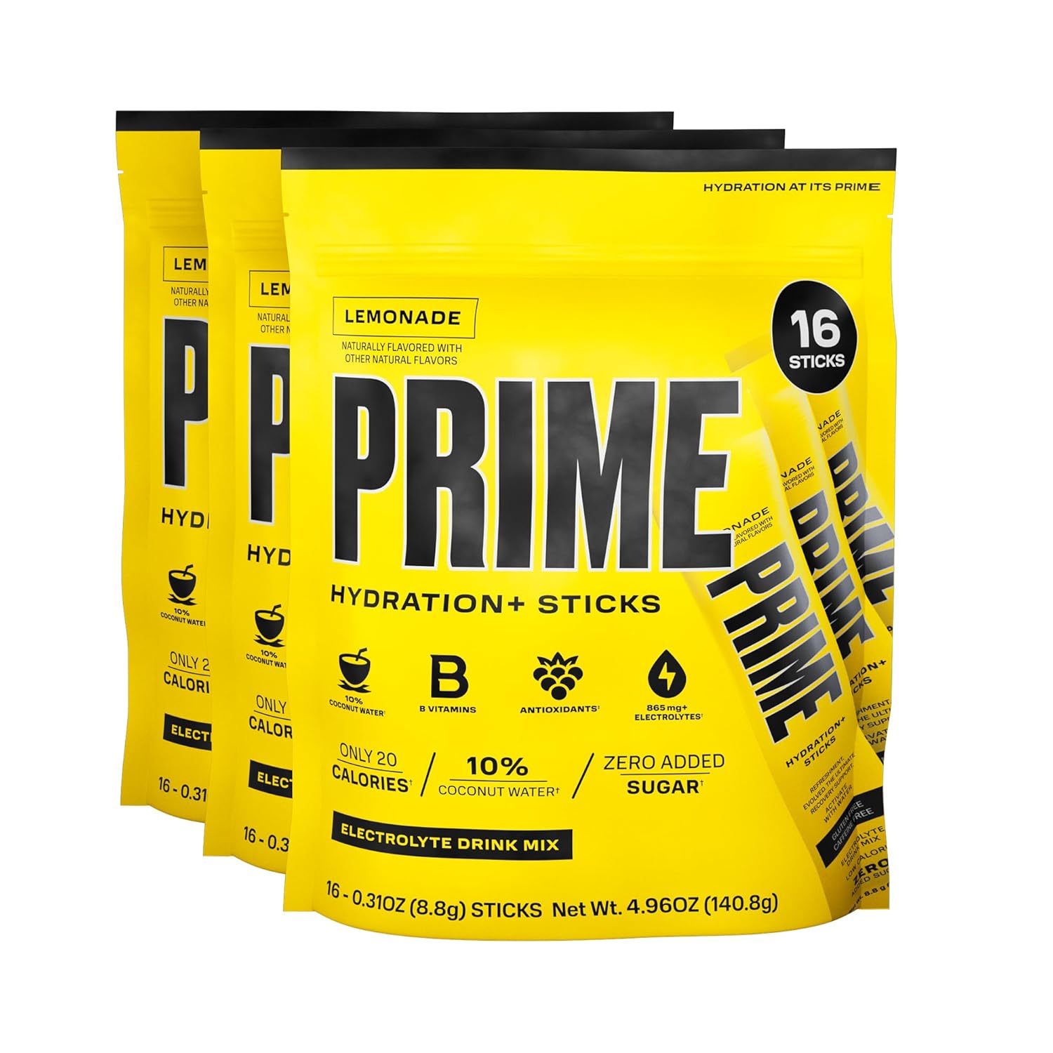 PRIME HYDRATION+ Sticks Lemonade - Electrolyte Powder On-the-Go