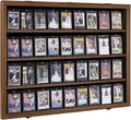 KCRasan 36 Graded Sports Card Display Case - Lockable Walnut Frame