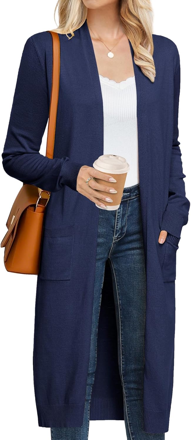 Trendy Long Cardigans for Women - Lightweight Open Front Style