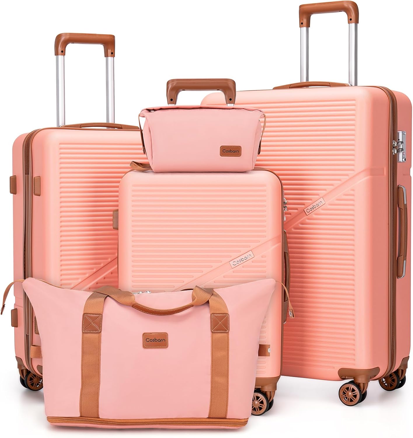 5 Piece Luggage Set with Spinner Wheels for Travel Convenience