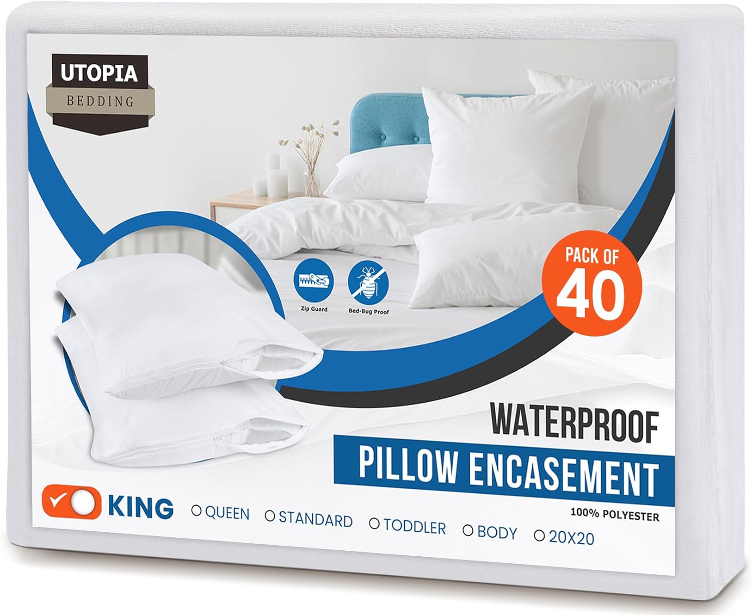 Utopia Bedding Waterproof Pillow Protectors for King Size Pillows