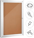 Enclosed Bulletin Board Cork Display 28x20in - Weather Resistant