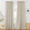 RYB HOME Sheer Curtains 95 in Long Linen Texture - Light, Airy Drapes