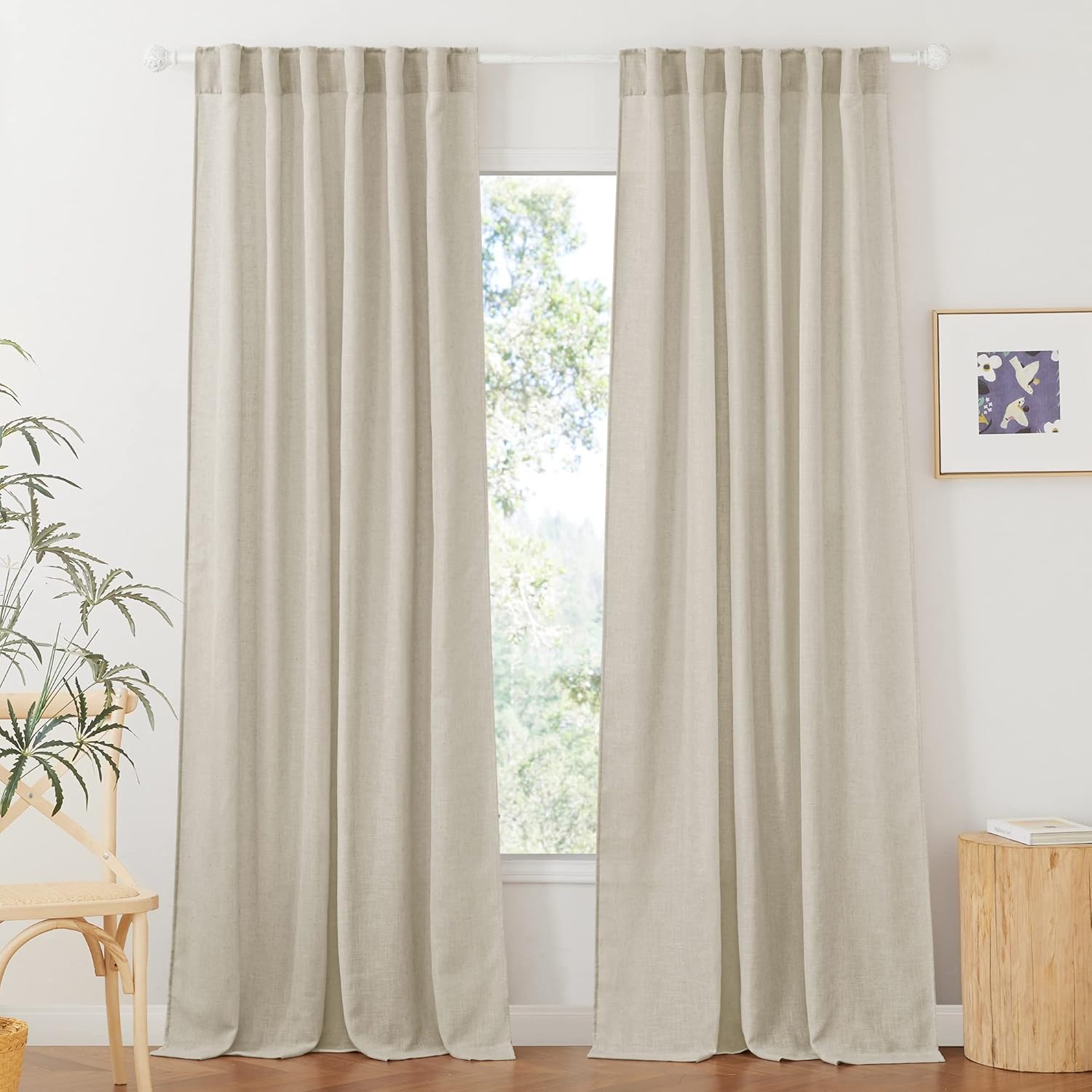 RYB HOME Sheer Curtains 95 inches Long for Breezy Window Decor