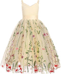 Flower Girls Dress Spaghetti Strap Long A Line Tulle Gown - Girls