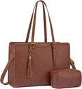 LOVEVOOK Vintage Leather Tote Bag for Women 17.3 inch Laptop