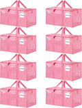 8 Pack Extra Large Heavy Duty Moving Bags - Pink Storage Totes