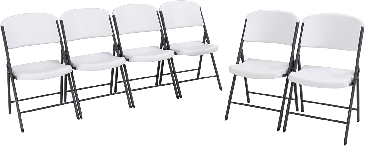 6 Pack Lifetime Commercial Folding Chairs - White