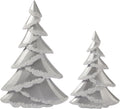 Silver Glitter Christmas Tree Figurines Set of 2 - Shabby Chic