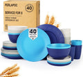 Dinnerware Set 40 PCS Wheat Straw Dishes Set - Lightweight Unbreakable