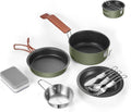 Odoland 10pcs Non-Stick Camping Cookware Set - Outdoor Cooking Essential