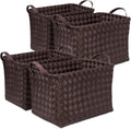 Espresso Pack of 4 Handwoven Laundry Hampers - Large Wicker Bins