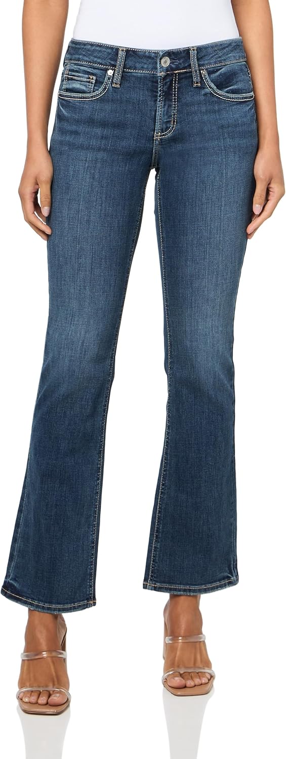 Silver Jeans Co. Women's Elyse Mid Rise Comfort Fit Slim Bootcut