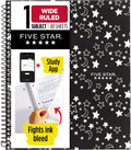 Five Star Spiral Notebook + Study App, 1 Subject - Glow Notetaking