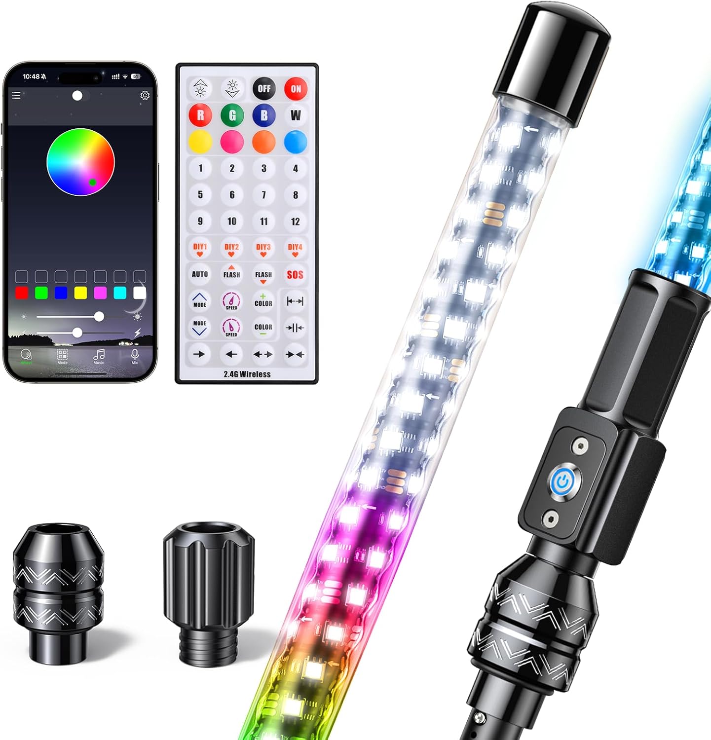 4FT LED Boat Navigation Light with Bluetooth Control & Patterns