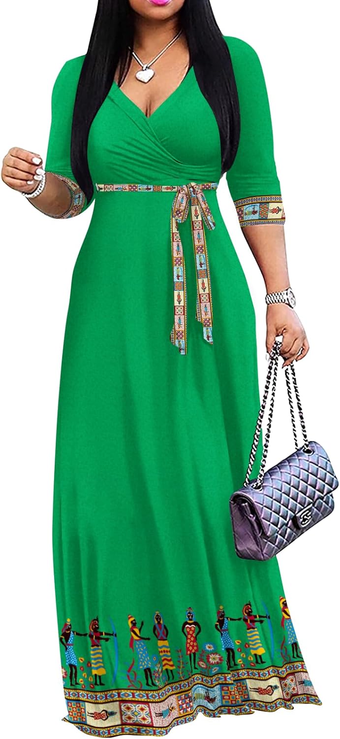 Yajedo Womens Casual Summer Maxi Dress Plus Size V Neck Style