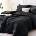 MUXHOMO 7 Piece Queen Comforter Set - Seersucker All-Season Comfort