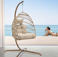 Hanging Egg Chair with Stand Indoor Outdoor - Comfy Rattan Swing