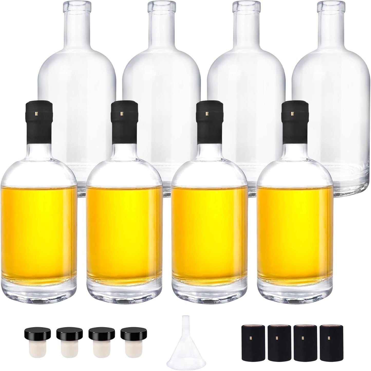 8 Pack 16oz Clear Glass Bottles with Cork Lids for Beverages