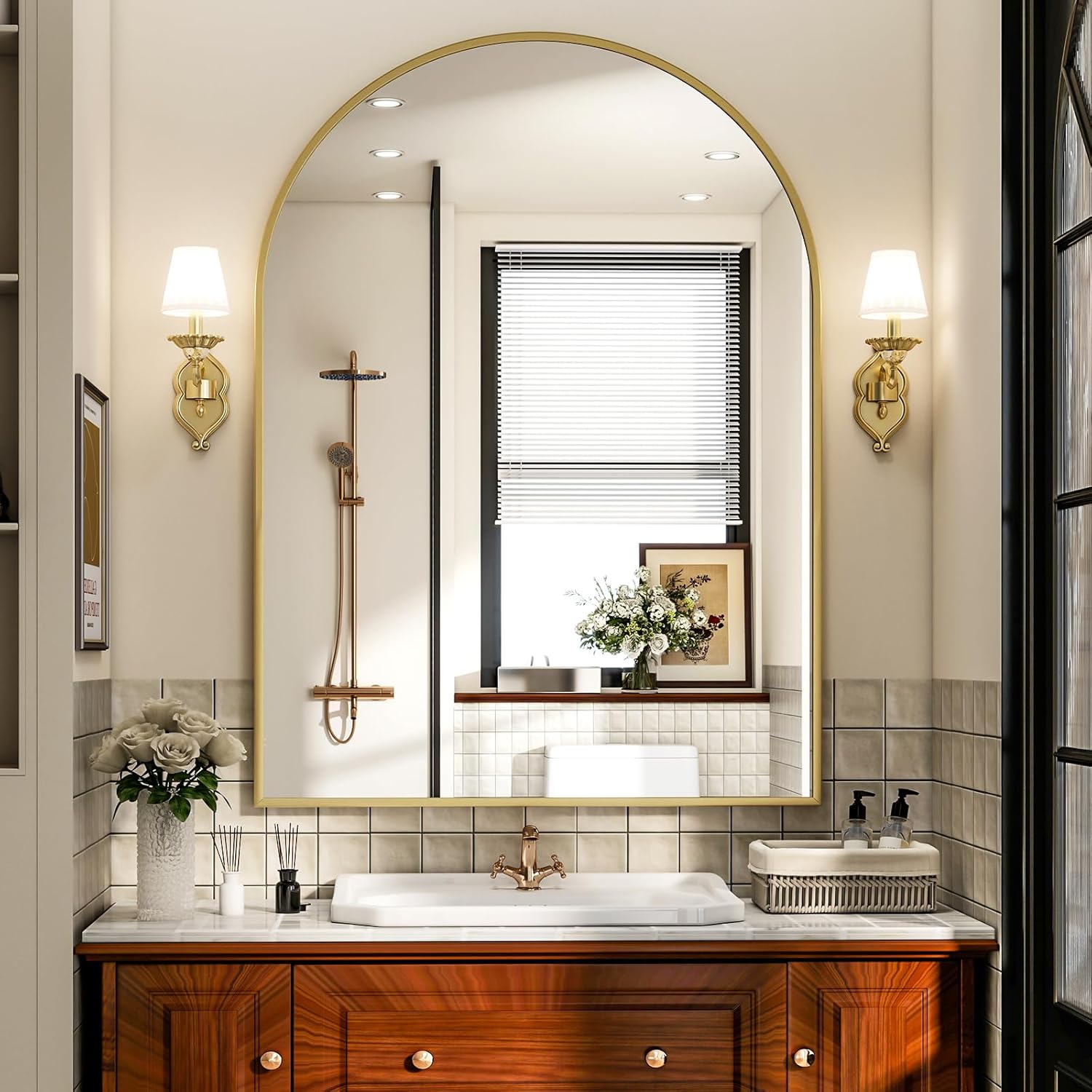 Arched Bathroom Mirror 36x48 Inch - Stylish Wall Mounted Design