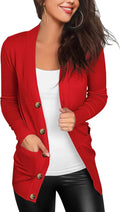 VERABENDI Women Long Sleeve V Neck Button Down Cardigan