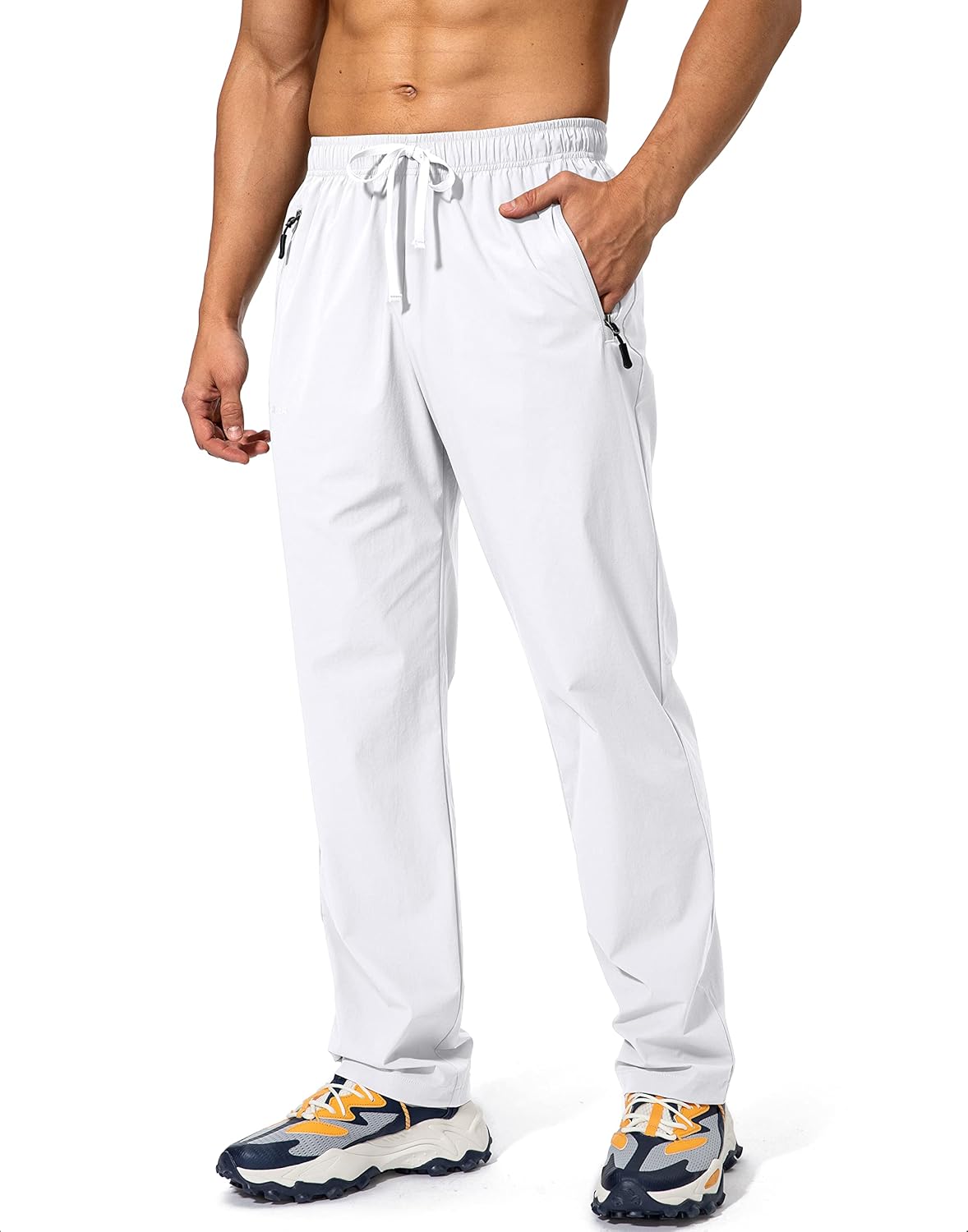 Pudolla Men's Workout Athletic Pants with Zipper Pockets