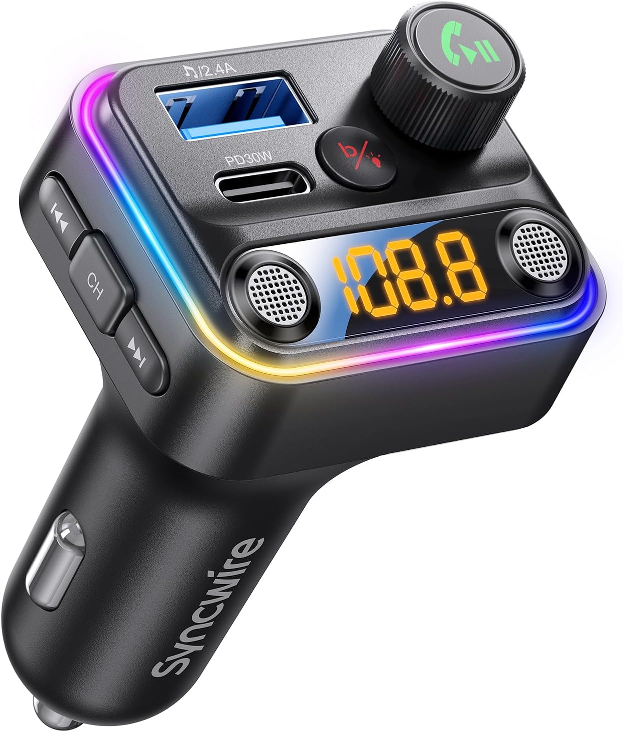 SYNCWIRE Bluetooth 5.4 Car FM Transmitter: HiFi Sound, Fast Charging