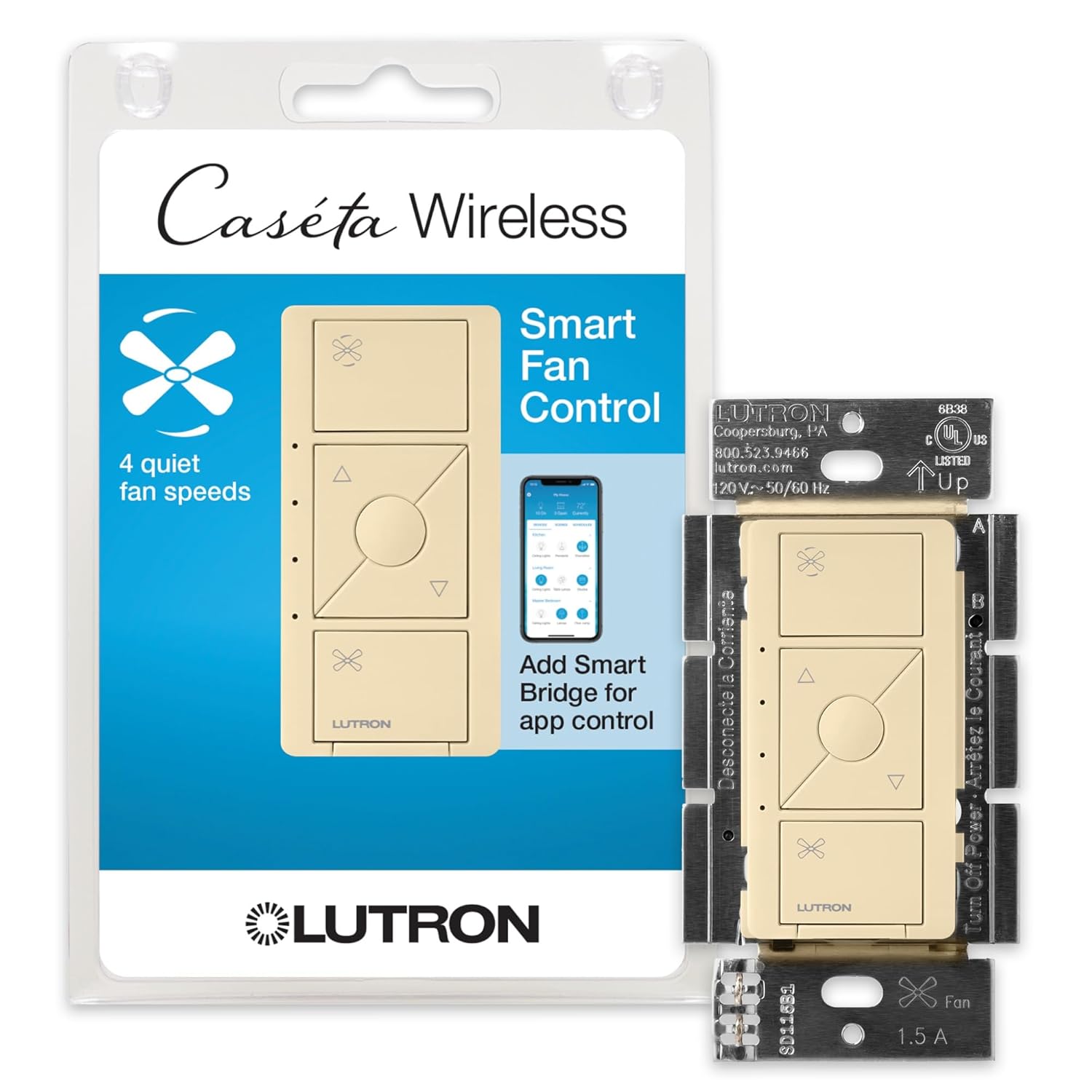 Lutron Caseta Smart Fan Speed Control Switch for Ceiling Fans