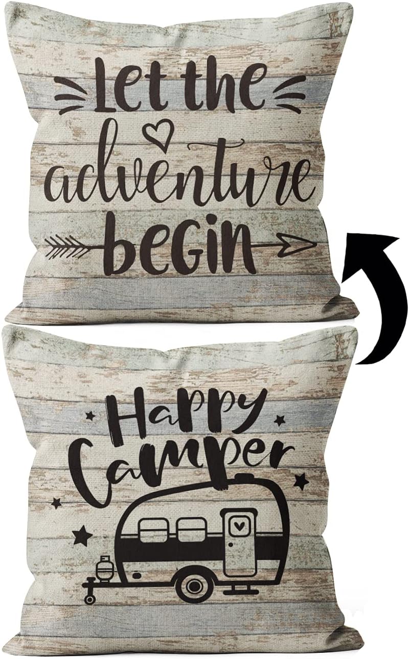 Happy Camper Pillow Covers - RV Gift Must-Have