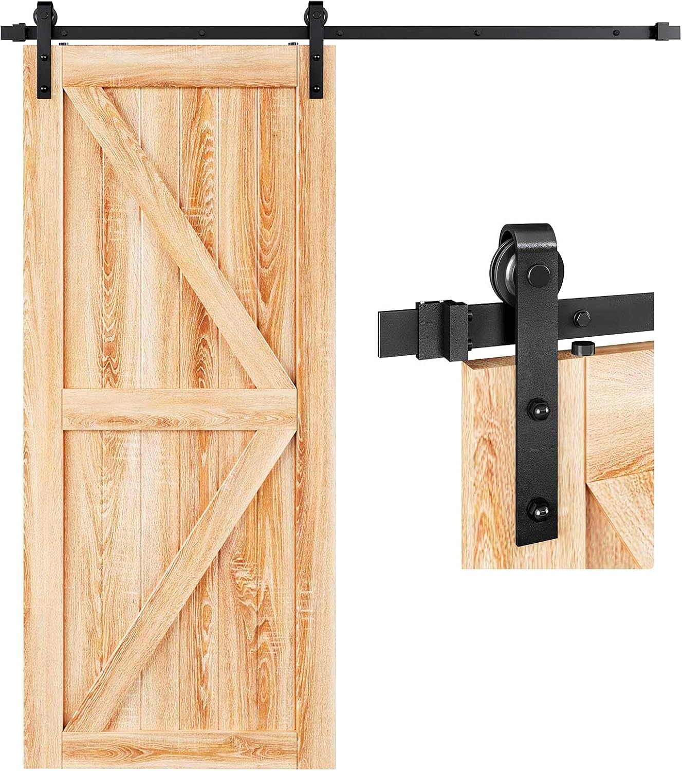 EaseLife 6.6 FT Sliding Barn Door Hardware Kit for Easy Install