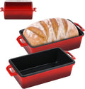 9x5 in Enameled Cast Iron Loaf Pan with Lid - Even Heat for Bread