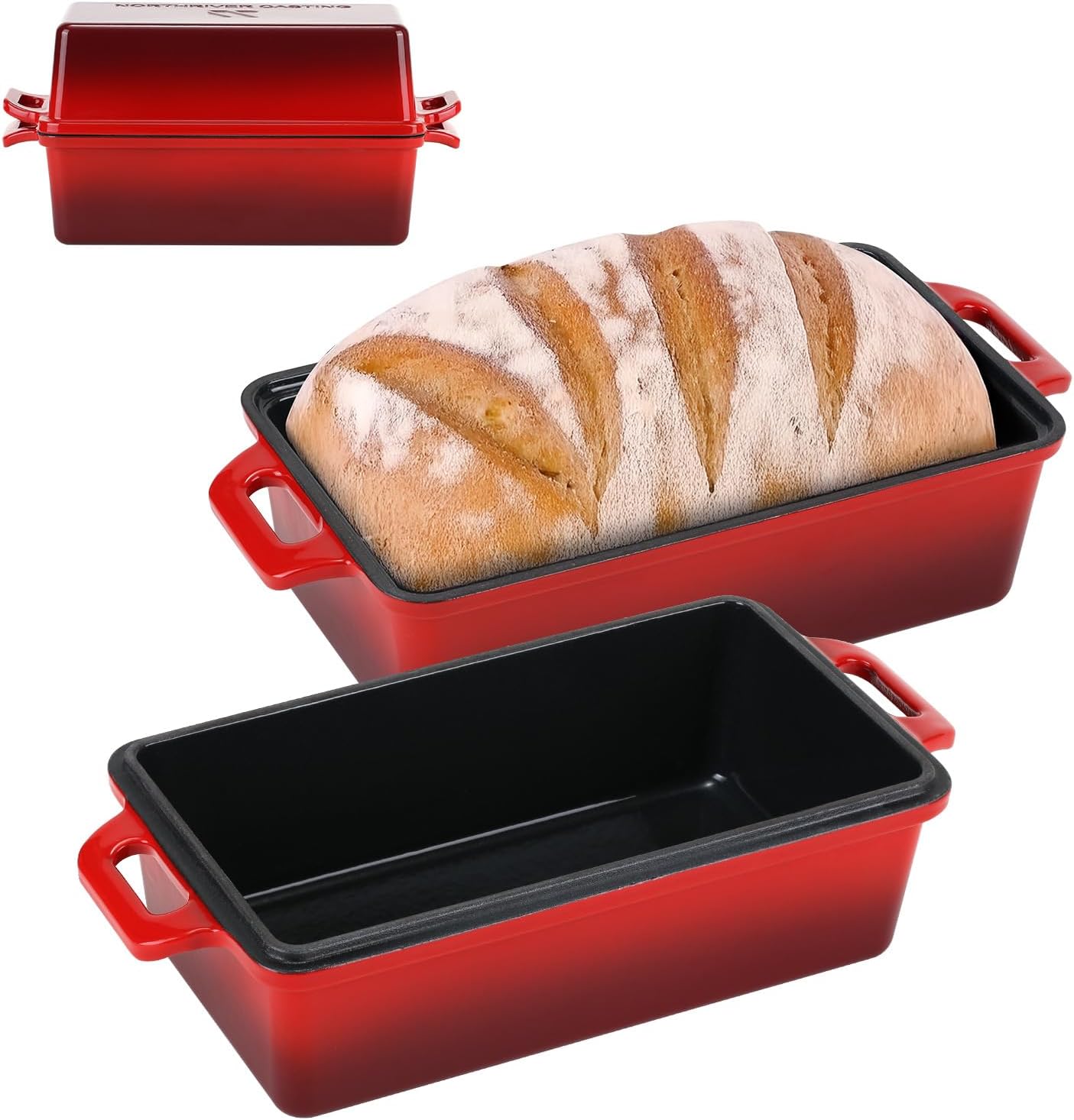 Enameled Cast Iron Loaf Pan Set for Perfect Bread Baking