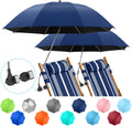 2 PACK Beach Umbrella with Clamp - UPF50+ 360 Adjustable Shade