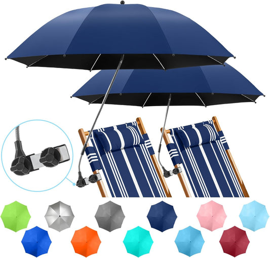 2 Pack Beach Umbrella with Clamp for Ultimate Sun Protection