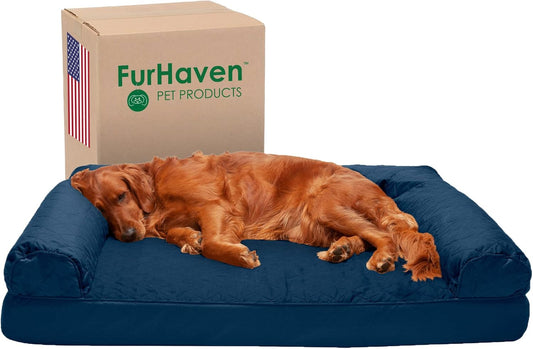 Furhaven Orthopedic Dog Bed for Large Dogs with Removable Bolsters