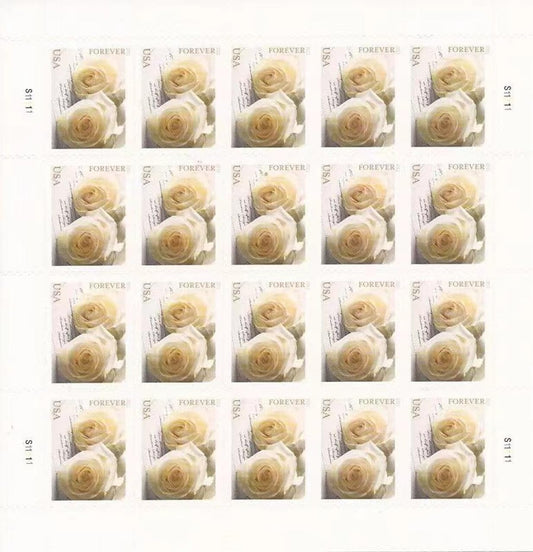 Wedding Roses Love Commemorative Forever Postage Book of 20