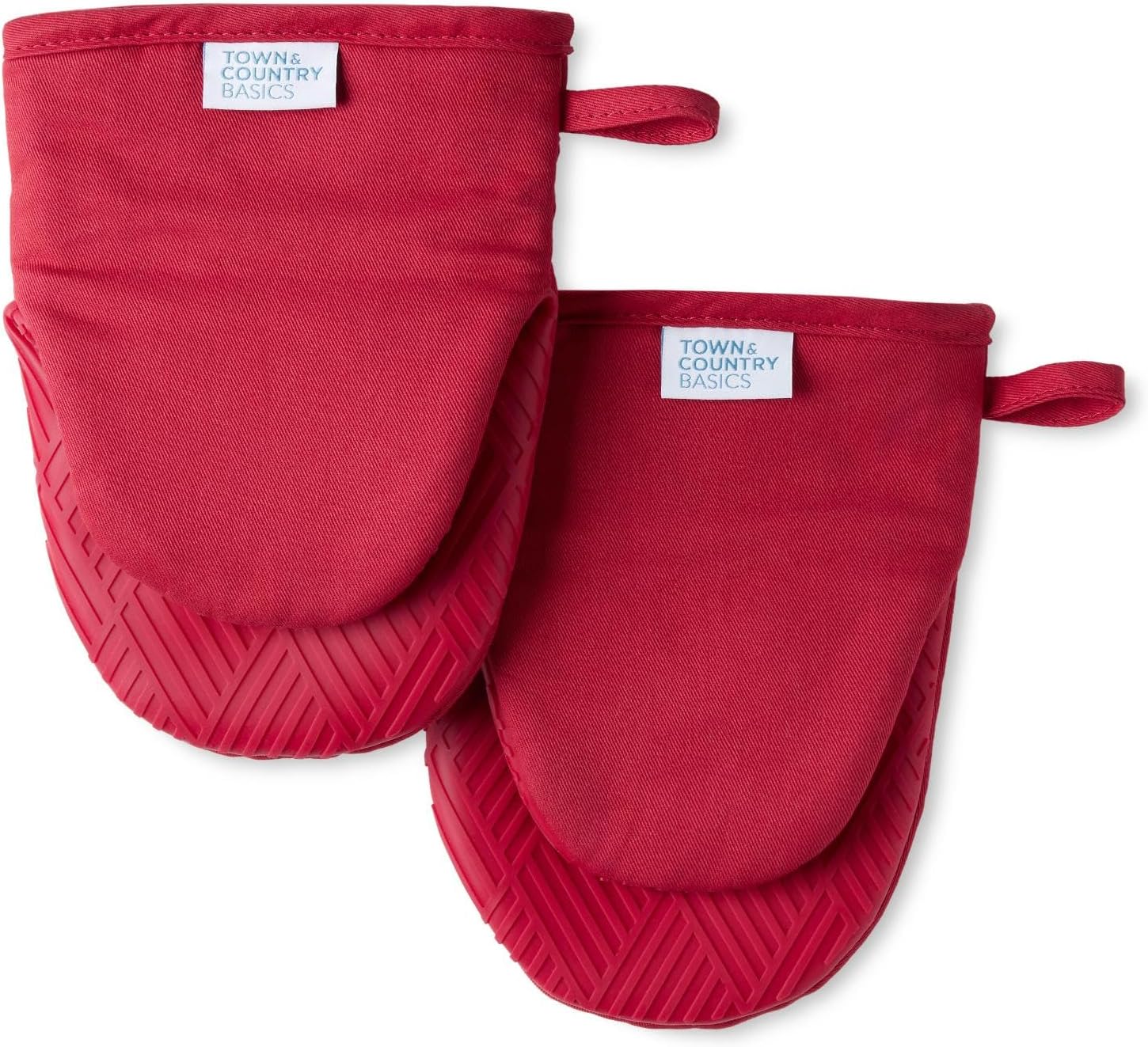 Premium Heat-Resistant Silicone Oven Mitts 2-Pack - 500F Non-Slip Grip, Red