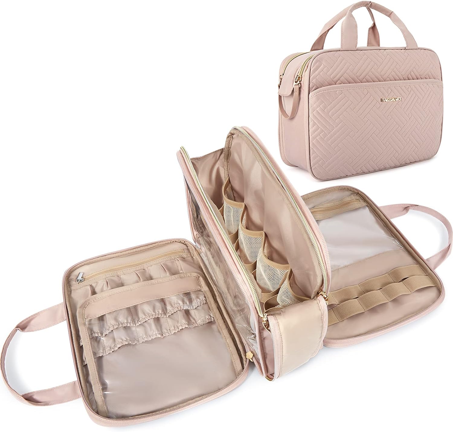 BAGSMART Travel Makeup Bag - Large Capacity Organizer for Toiletries