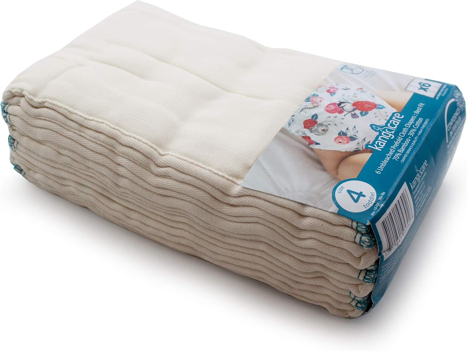 Kanga Care Reusable Prefold Cloth Diapers for Toddlers - 6pk