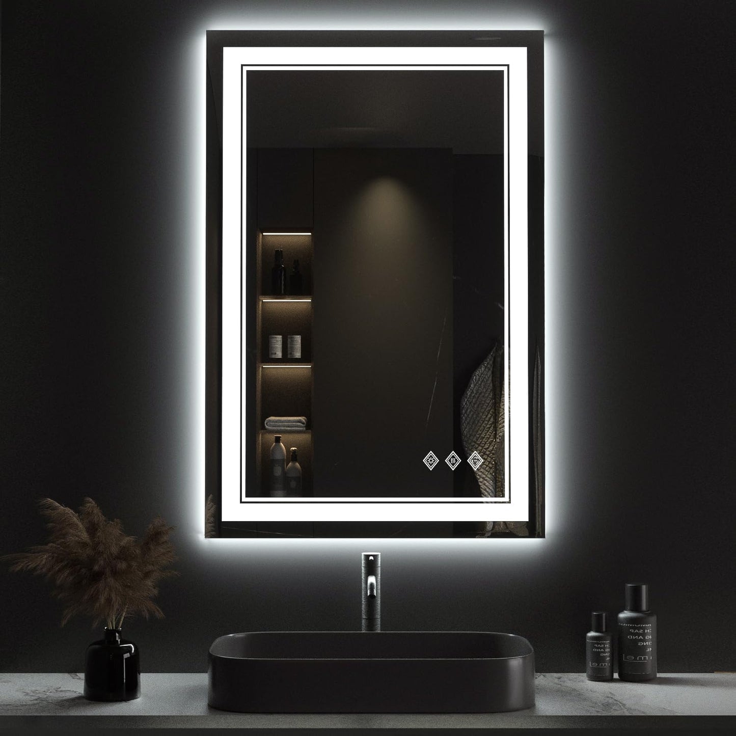 LED Bathroom Mirror with Gradient Front and Backlight Features