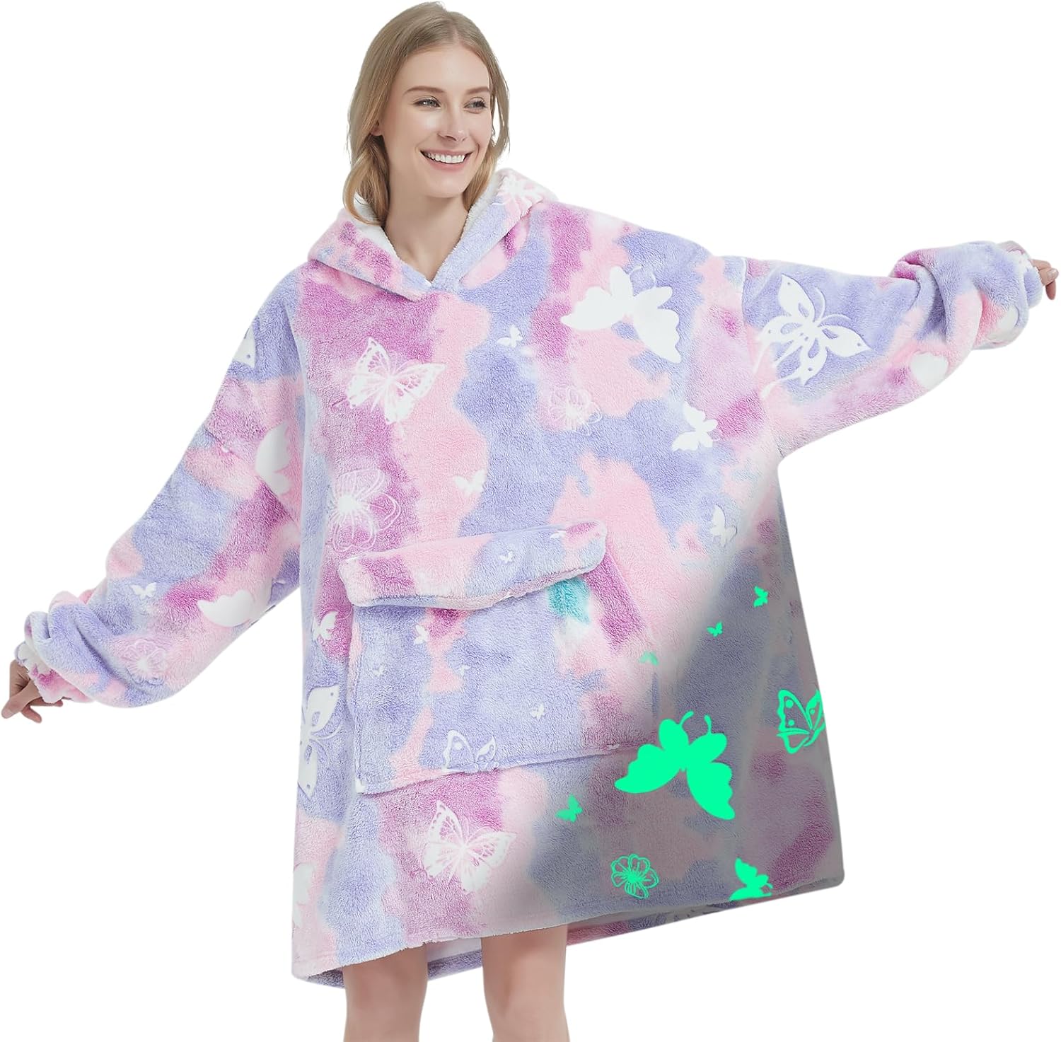 Fun & Cozy Glow Butterfly Blanket Hoodie by Mewkou