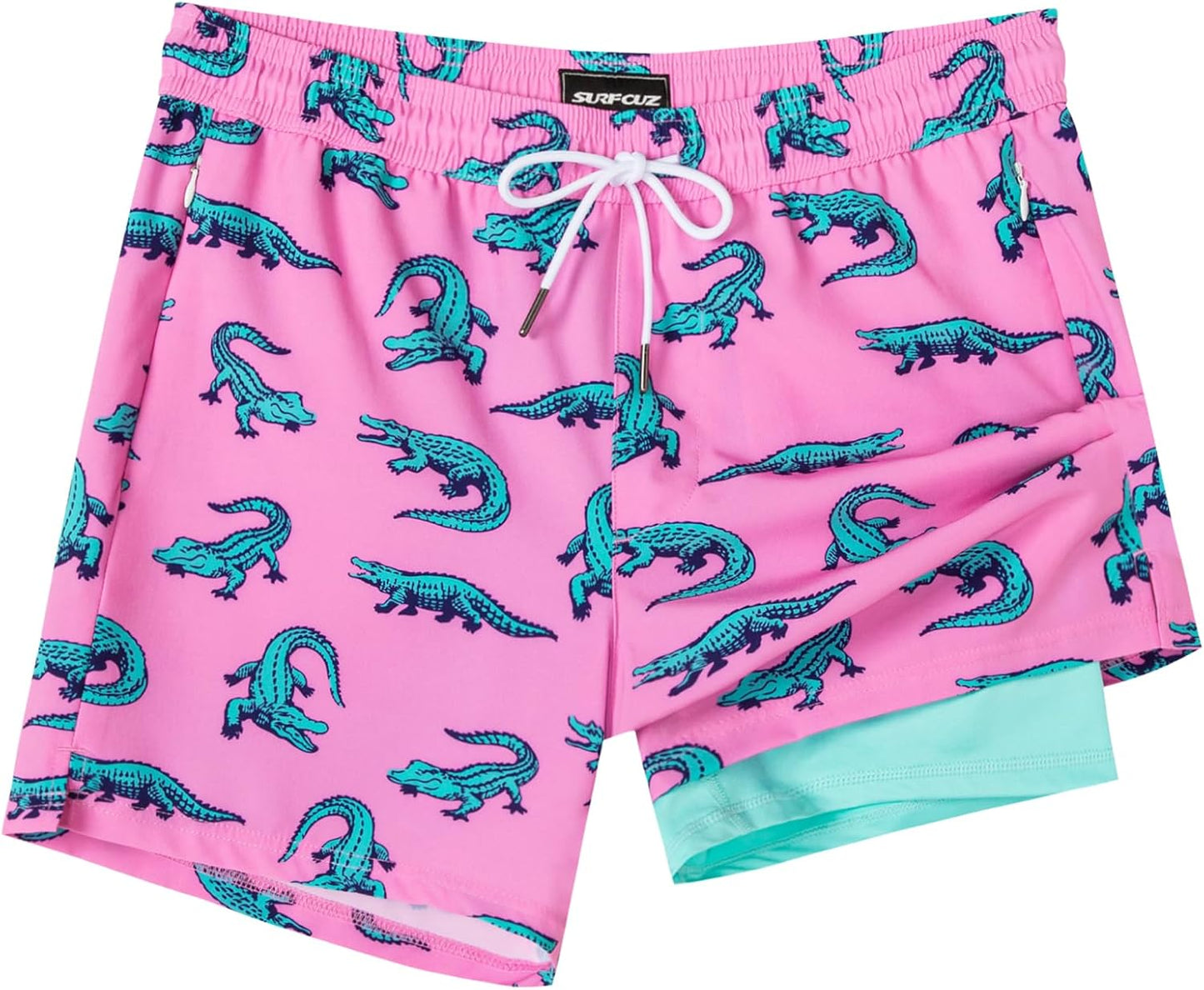 Quick Dry 5 Inch Mens Swim Trunks with Compression Liner
