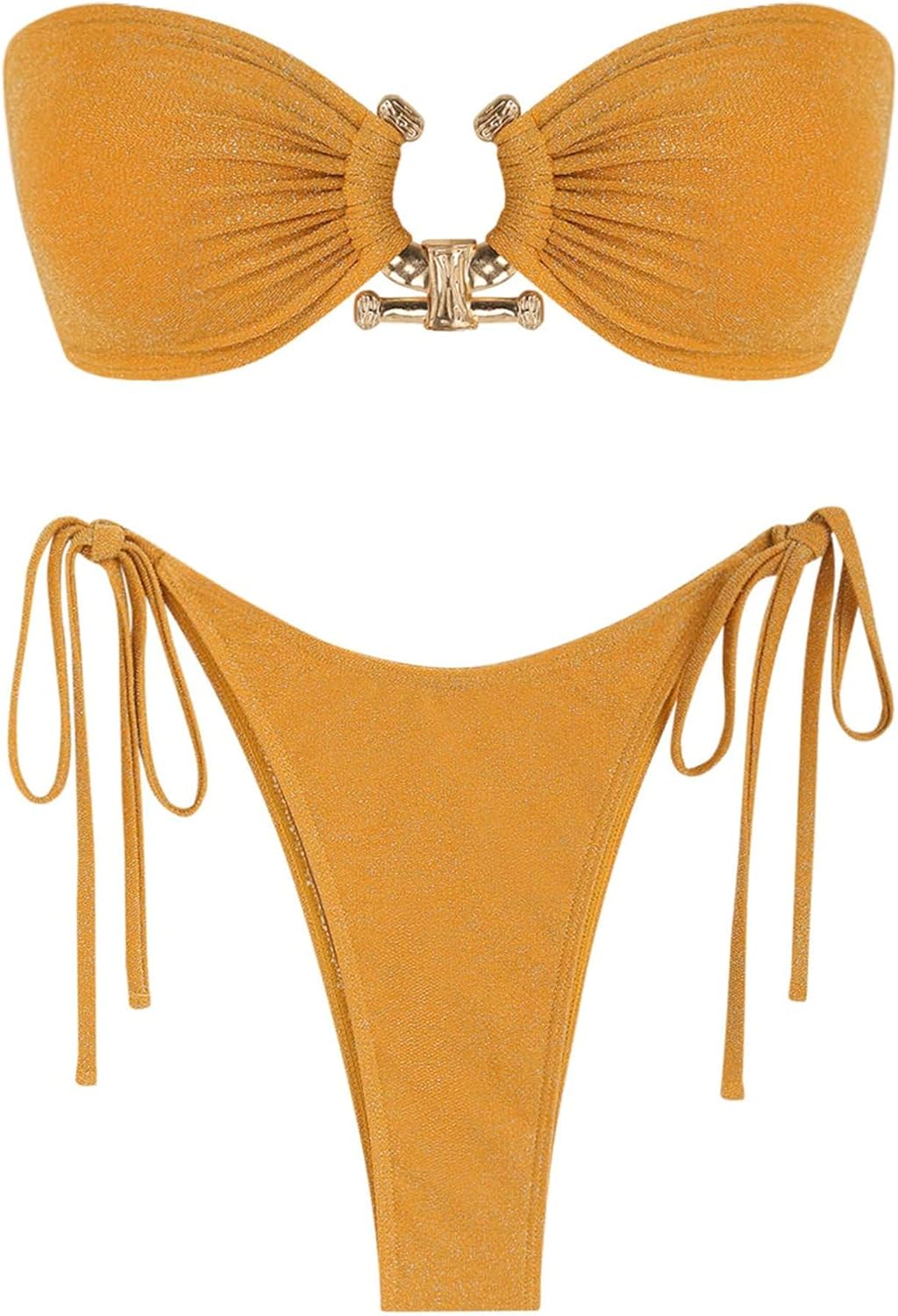 ZAFUL Metal Ring Bandeau Bikini Set for Stylish Beach Days