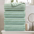 Oliven 4 Piece Green Cabana Stripe Bath Towels Set for Home