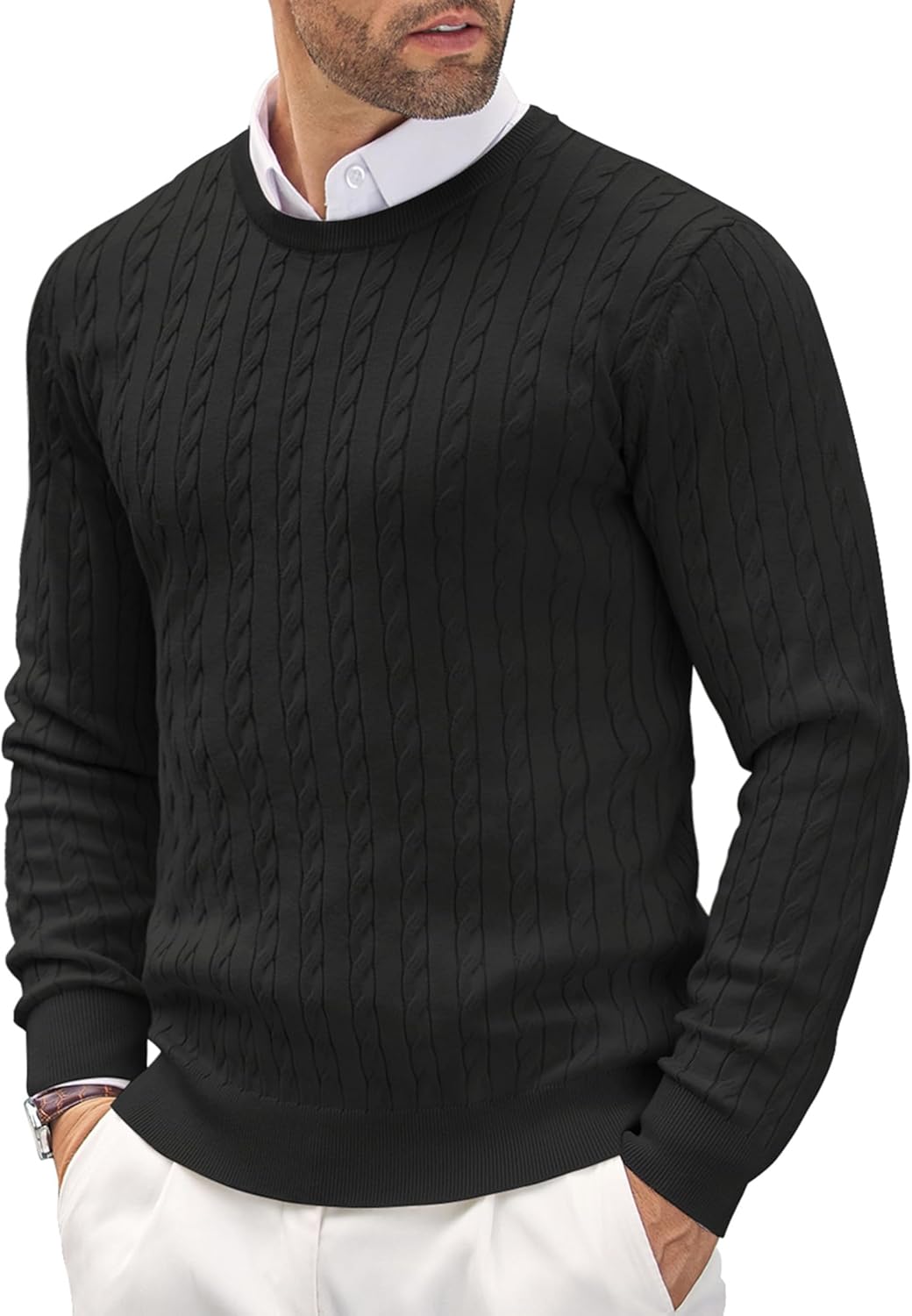 COOFANDY Men's Crewneck Knit Sweater for Stylish Comfort