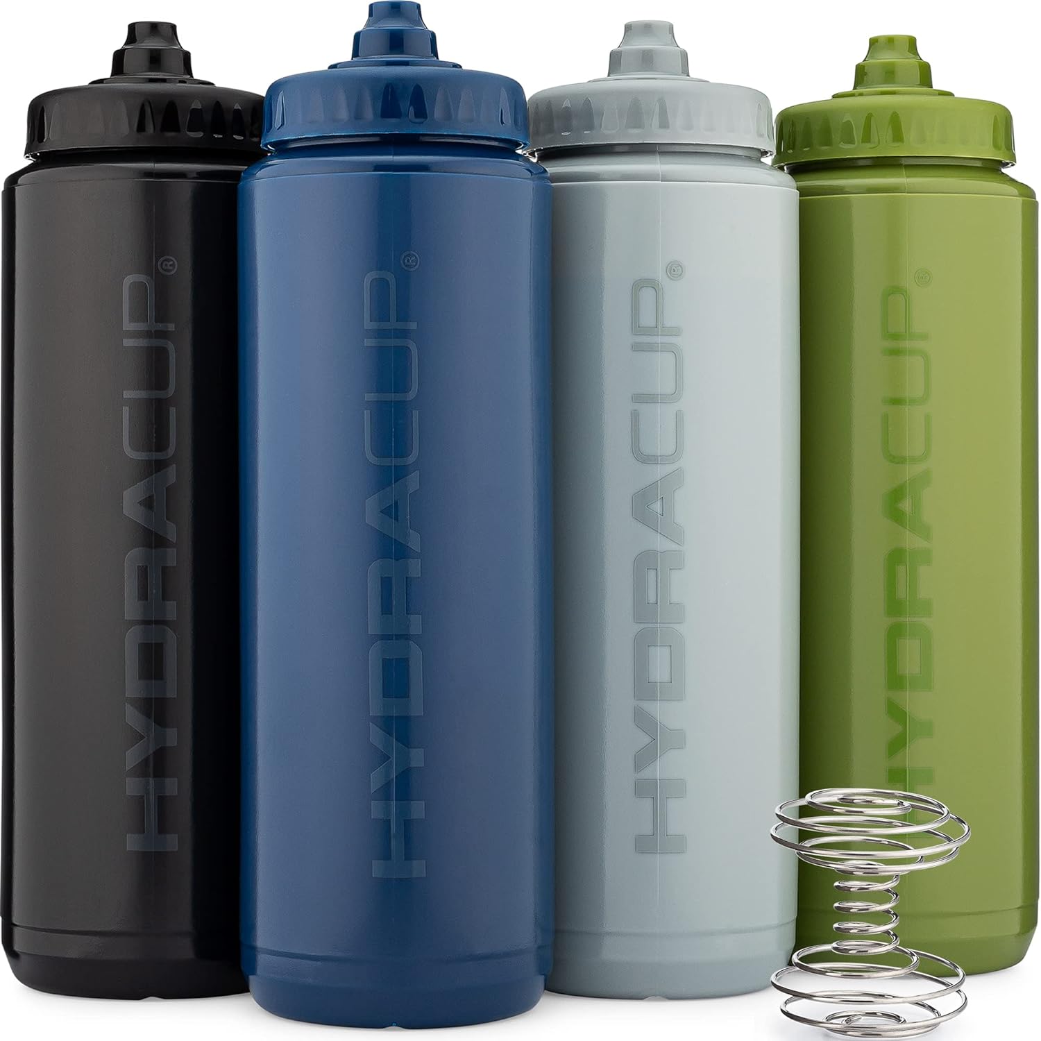 Hydra Cup Sport 32oz Squeeze Bottles [4 Pack] Fast Flow & Blender Whisk - Bike & Travel Friendly!