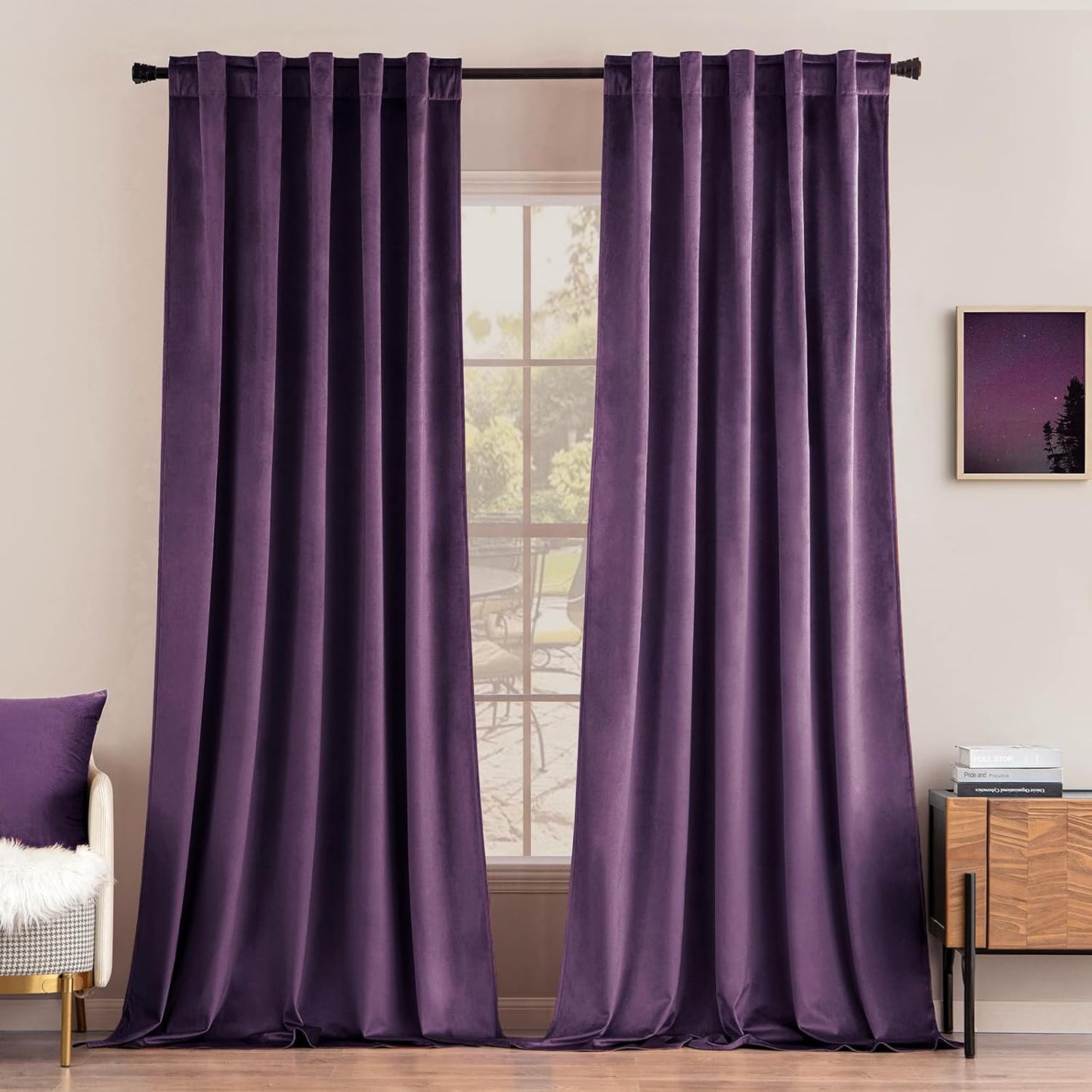 MIULEE Purple Velvet Curtains - Luxury Blackout Drapes 84 in