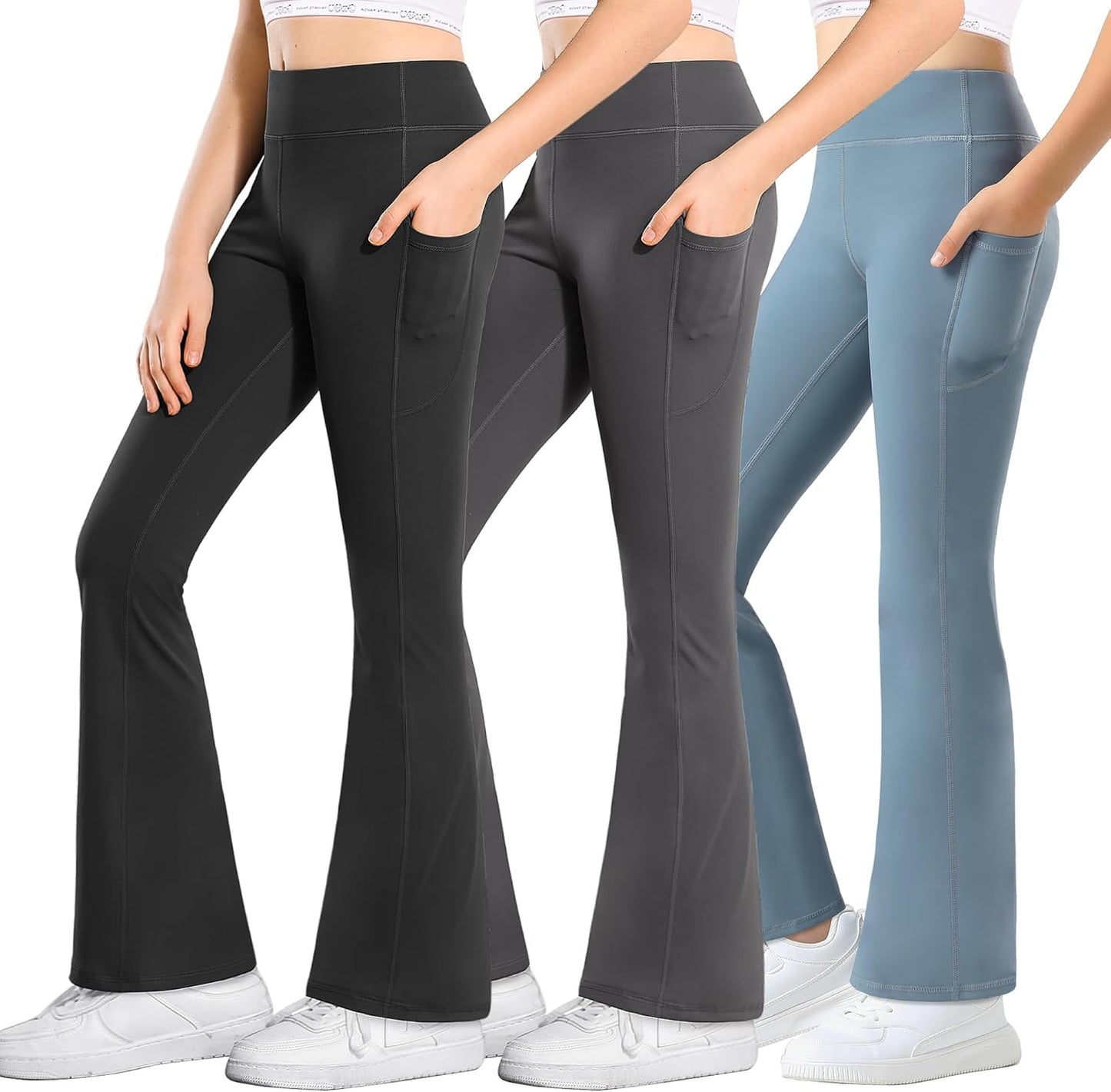 Stelle Girl's Flare Leggings with Pockets for Dance & Yoga